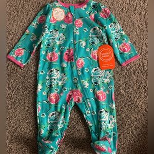 Wonder nation baby girl teal floral sleep and play